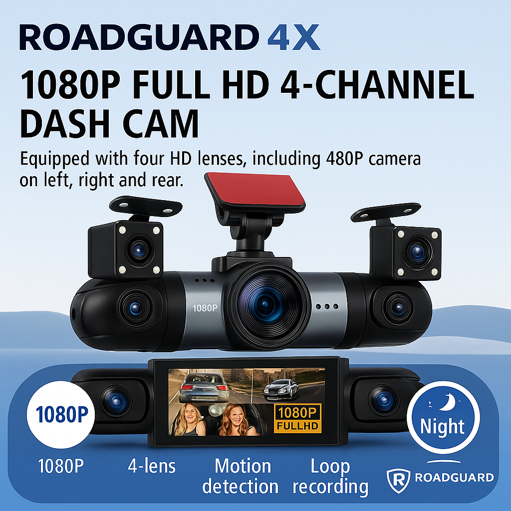 RoadGuard 4X 1080P 4-Channel Dash Cam